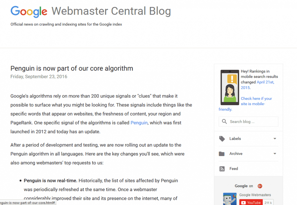 google webmaster blog
