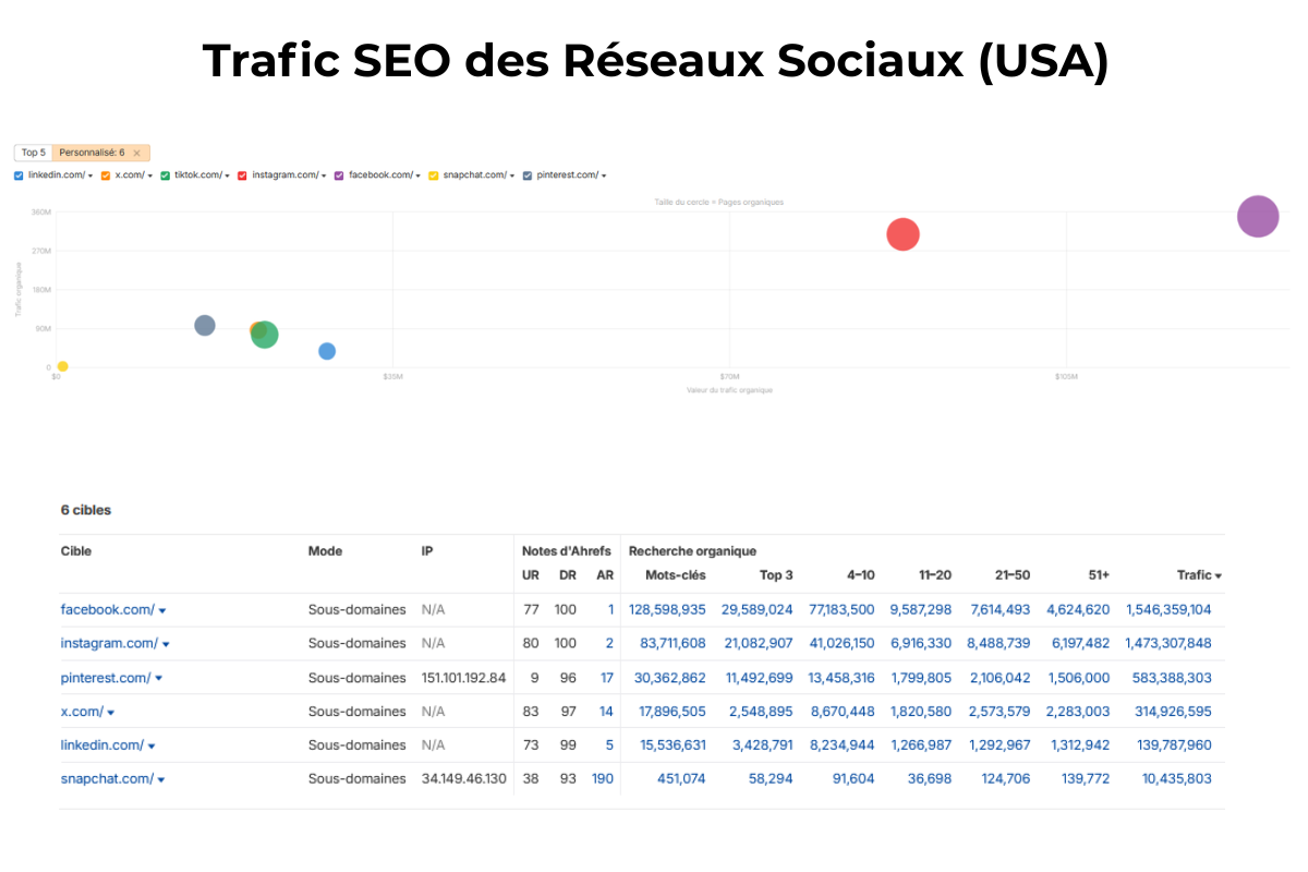 Top réseaux sociaux avec le plus de trafic